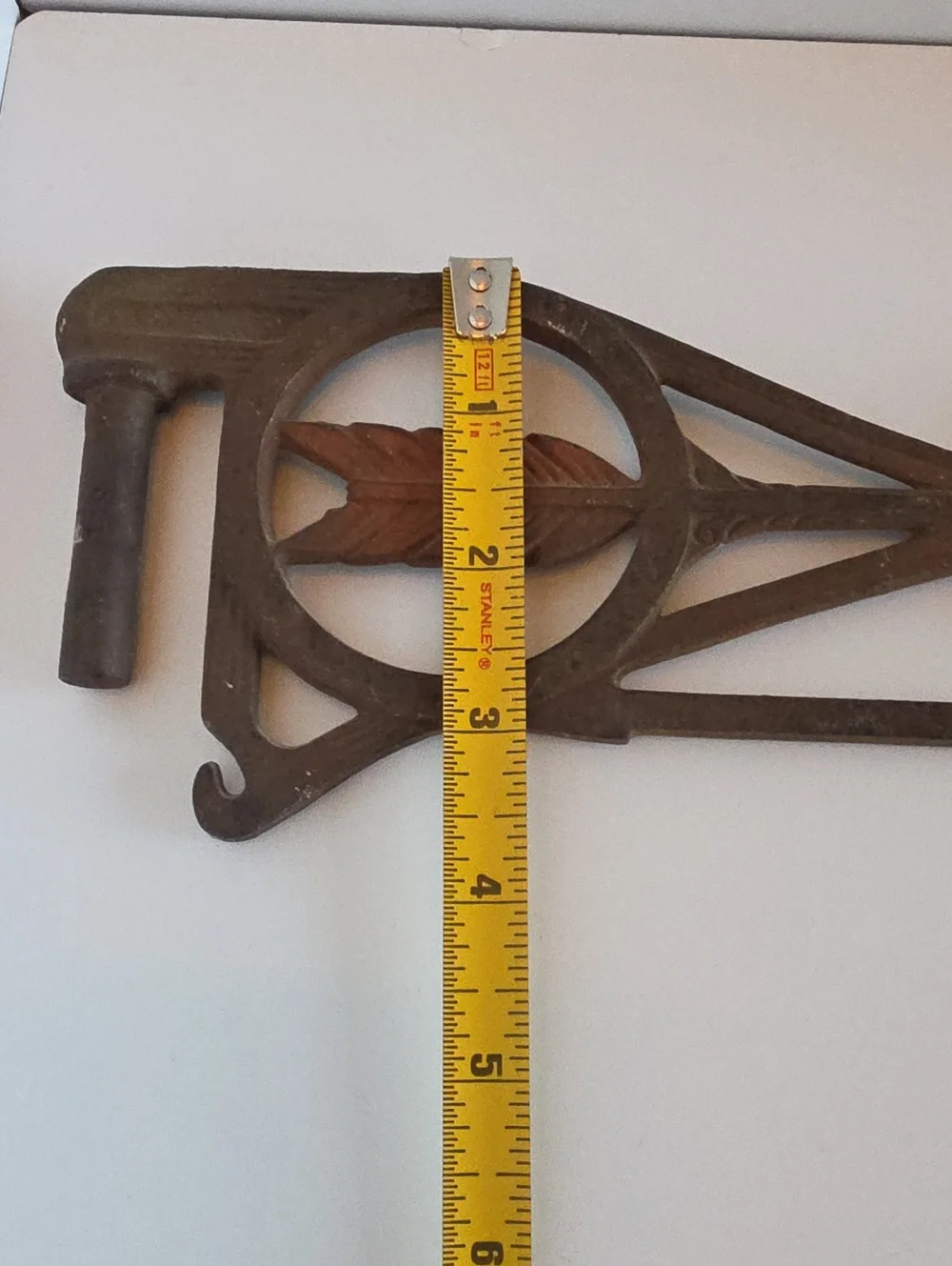 Antique 1920's Cast Iron Arrow Curtain Crane Swing Arm Drapery Rod Art Deco